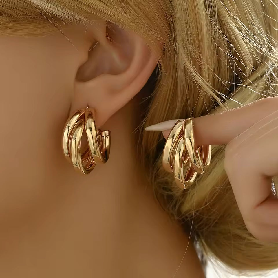“Eterna” Twisted Gold Hoops